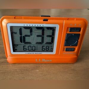 L.L. Bean Travel Alarm Clock with Illuminator Backlight Temperature Snooze EUC